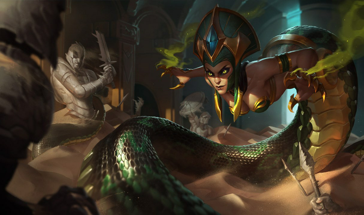 Picture showing Cassiopeia in League of Legends.