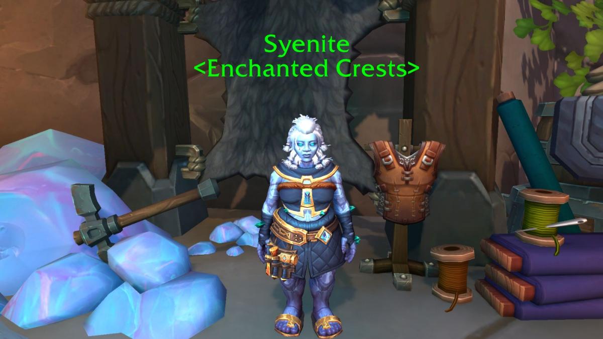 Vendor selling enchanted crests in Dornogal World of Warcraft.