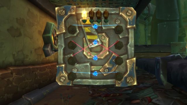 Electrified lock mechanics in World of Warcraft puzzle.