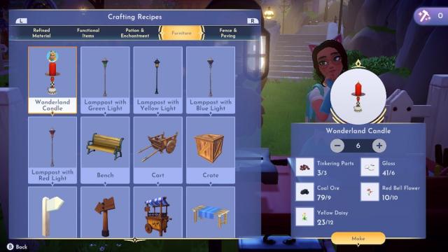 Crafting the candles for Alice's level 4 quest in DDV.