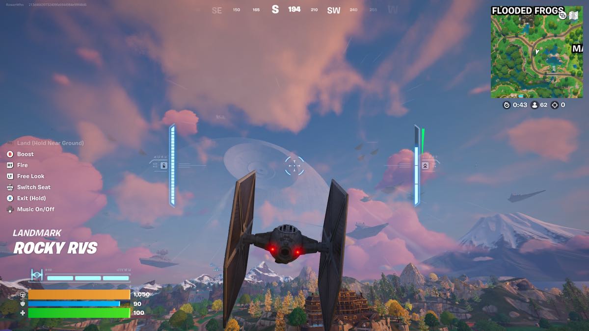 Fortnite tie fighter flying