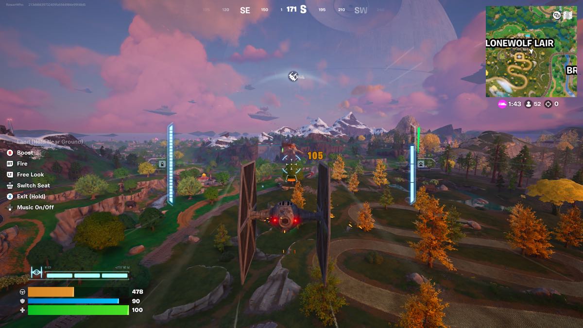 Fortnite tie fighter in the air